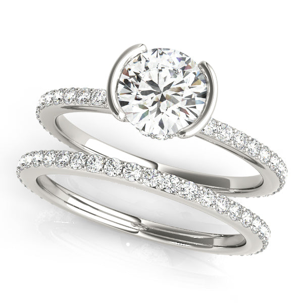 LUMEO Round Hidden Halo Diamond Engagement Ring Set in Platinum 