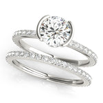 LUMEO Round Hidden Halo Diamond Engagement Ring Set in Platinum 