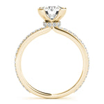 LUMEO Round Hidden Halo Diamond Engagement Ring Side View in 18k Solid Yellow Gold 