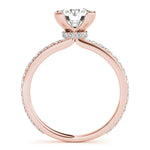 LUMEO Round Hidden Halo Diamond Engagement Ring Side View in 18k Solid Rose Gold 