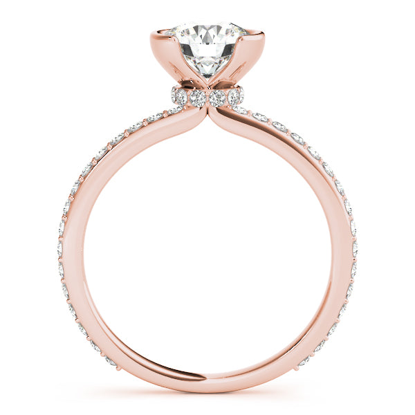 LUMEO Round Hidden Halo Diamond Engagement Ring Side View in 18k Solid Rose Gold 
