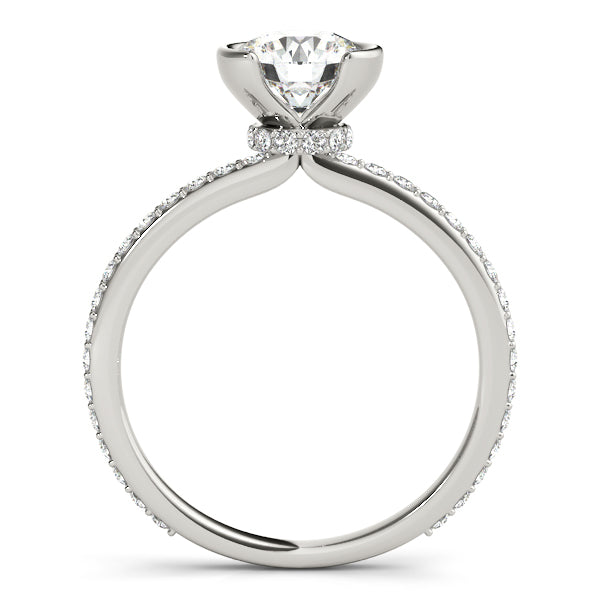 LUMEO Round Hidden Halo Diamond Engagement Ring Side View in Platinum 