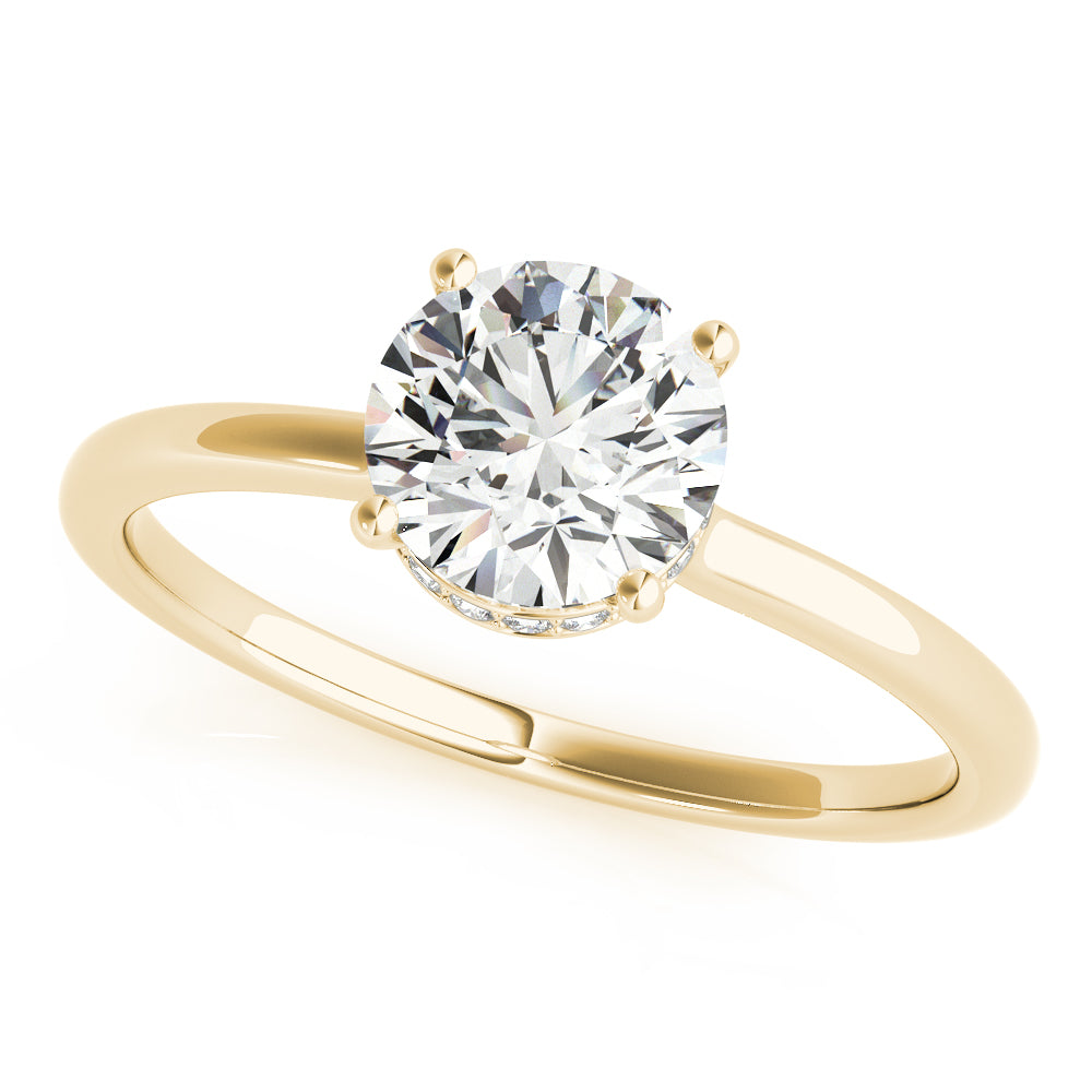 LUMEO Round Hidden Halo Diamond Engagement Ring Front View in 18k Solid Yellow Gold 