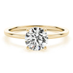 LUMEO Round Hidden Halo Diamond Engagement Ring Angle View in 18k Solid Yellow Gold 