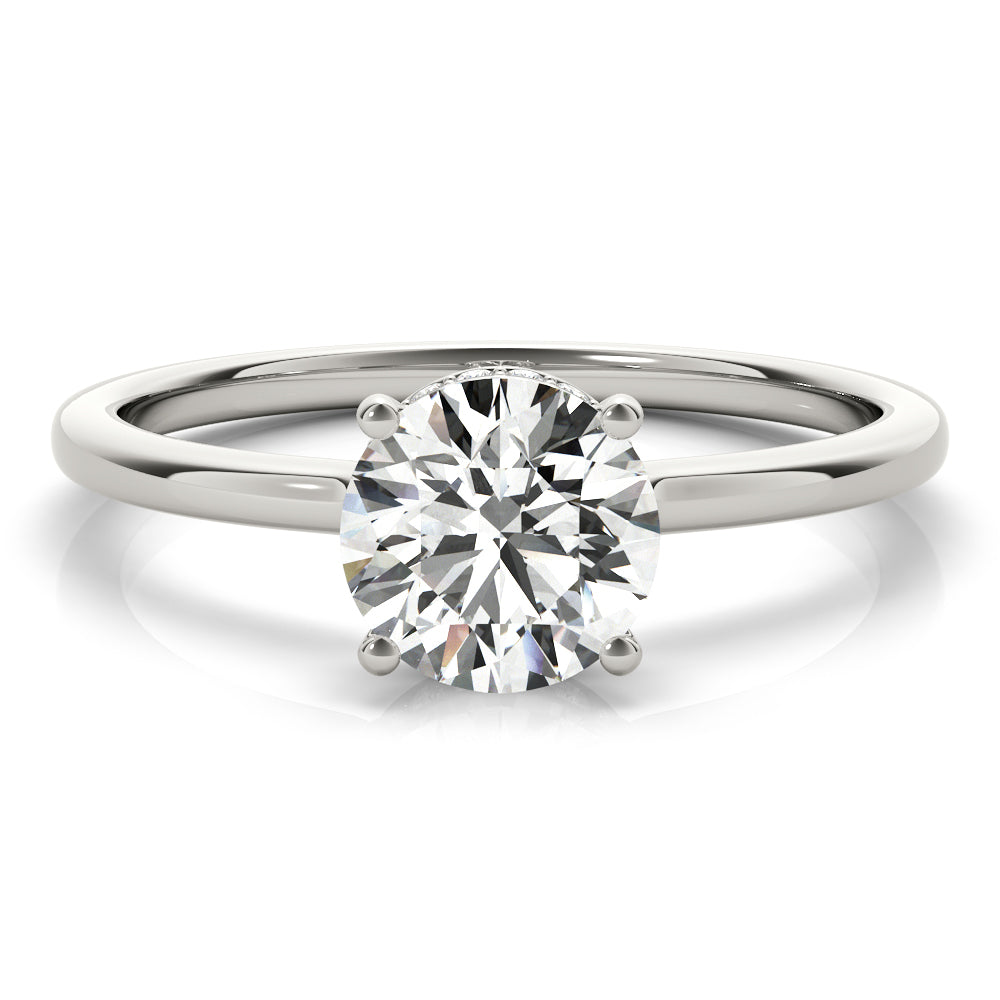 LUMEO Round Hidden Halo Diamond Engagement Ring Angle View in Platinum 