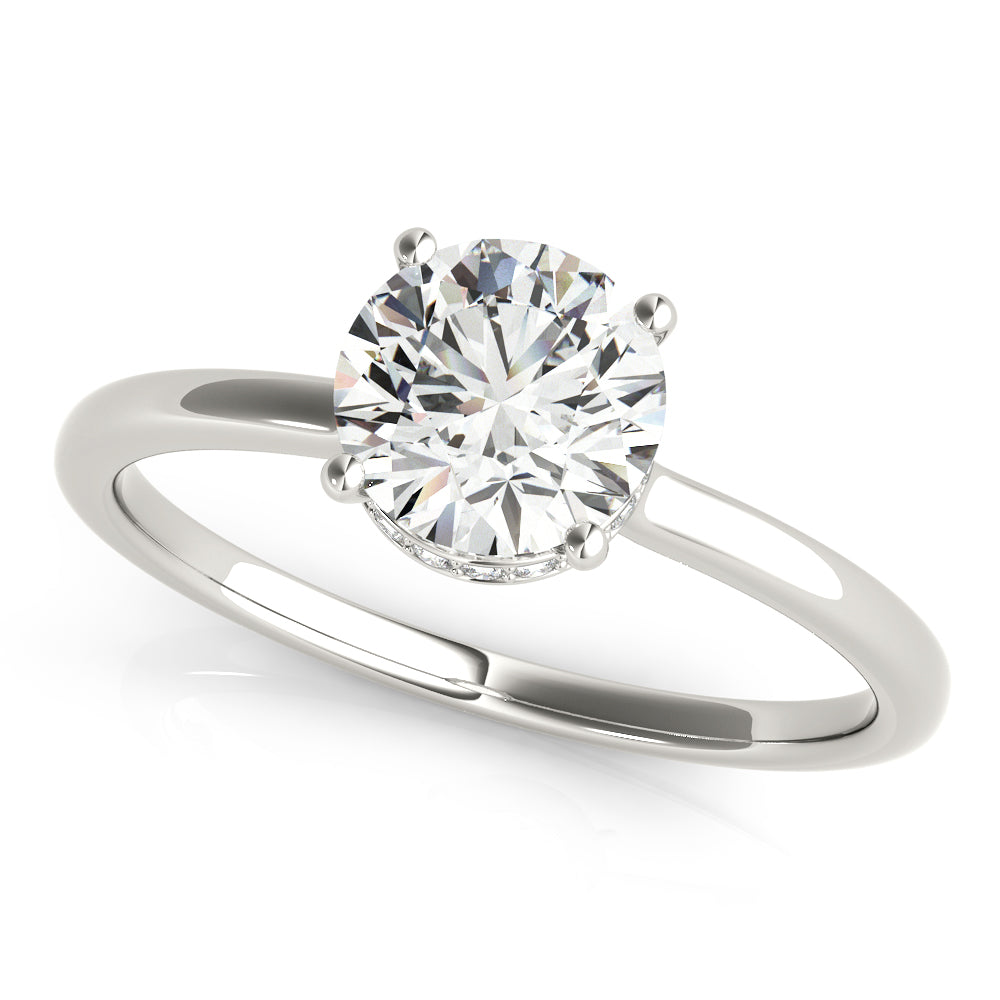 LUMEO Round Hidden Halo Diamond Engagement Ring Front View in Platinum 