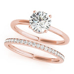 LUMEO Round Hidden Halo Diamond Engagement Ring Set in 18k Solid Rose Gold 