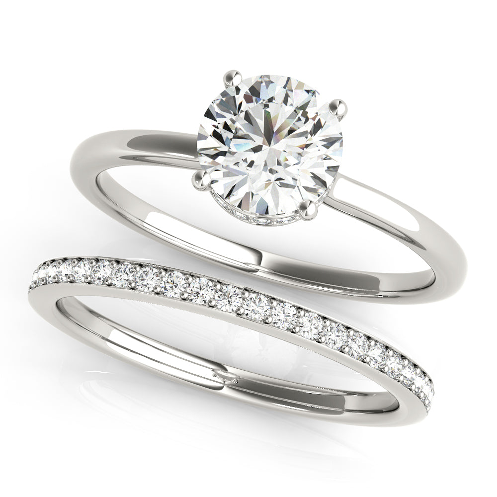 LUMEO Round Hidden Halo Diamond Engagement Ring Set in Platinum 