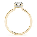 LUMEO Round Hidden Halo Diamond Engagement Ring Side View in 18k Solid Yellow Gold 