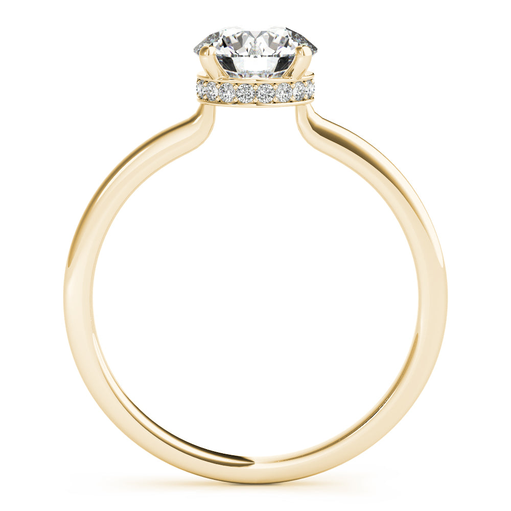 LUMEO Round Hidden Halo Diamond Engagement Ring Side View in 18k Solid Yellow Gold 