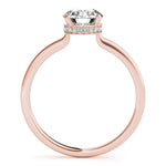 LUMEO Round Hidden Halo Diamond Engagement Ring Side View in 18k Solid Rose Gold 