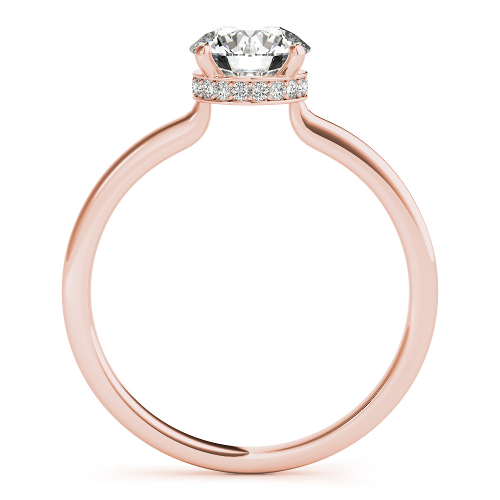 LUMEO Round Hidden Halo Diamond Engagement Ring Side View in 18k Solid Rose Gold 