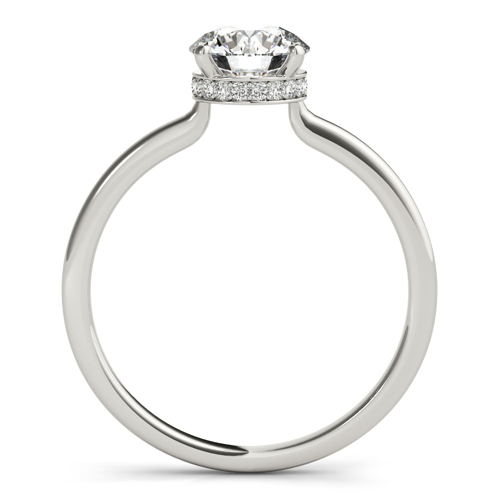 LUMEO Round Hidden Halo Diamond Engagement Ring Side View in Platinum 