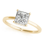 LUMEO Princess Hidden Halo Diamond Engagement Ring Front View in 18k Solid Yellow Gold 