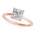 LUMEO Princess Hidden Halo Diamond Engagement Ring Front View in 18k Solid Rose Gold 