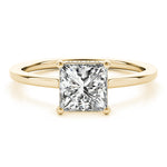 LUMEO Princess Hidden Halo Diamond Engagement Ring Angle View in 18k Solid Yellow Gold 