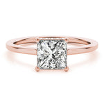 LUMEO Princess Hidden Halo Diamond Engagement Ring Angle View in 18k Solid Rose Gold 