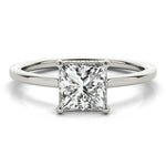 LUMEO Princess Hidden Halo Diamond Engagement Ring Angle View in Platinum 
