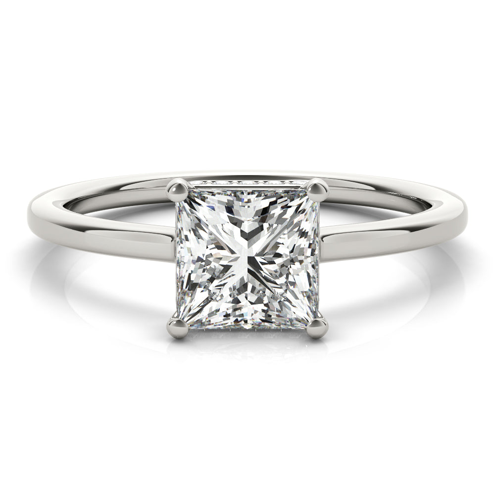 LUMEO Princess Hidden Halo Diamond Engagement Ring Angle View in Platinum 