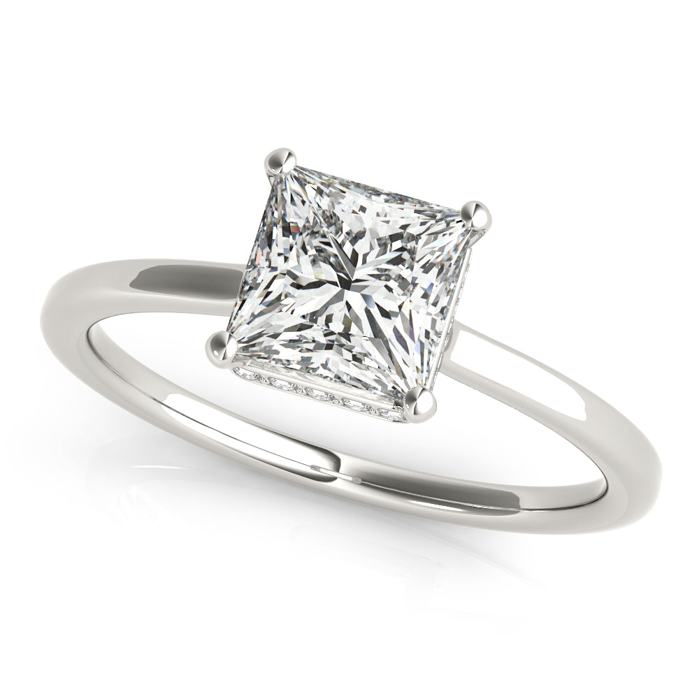 LUMEO Princess Hidden Halo Diamond Engagement Ring Front View in Platinum 