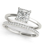 LUMEO Princess Hidden Halo Diamond Engagement Ring Set in Platinum 
