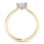 LUMEO Princess Hidden Halo Diamond Engagement Ring Side View in 18k Solid Yellow Gold 