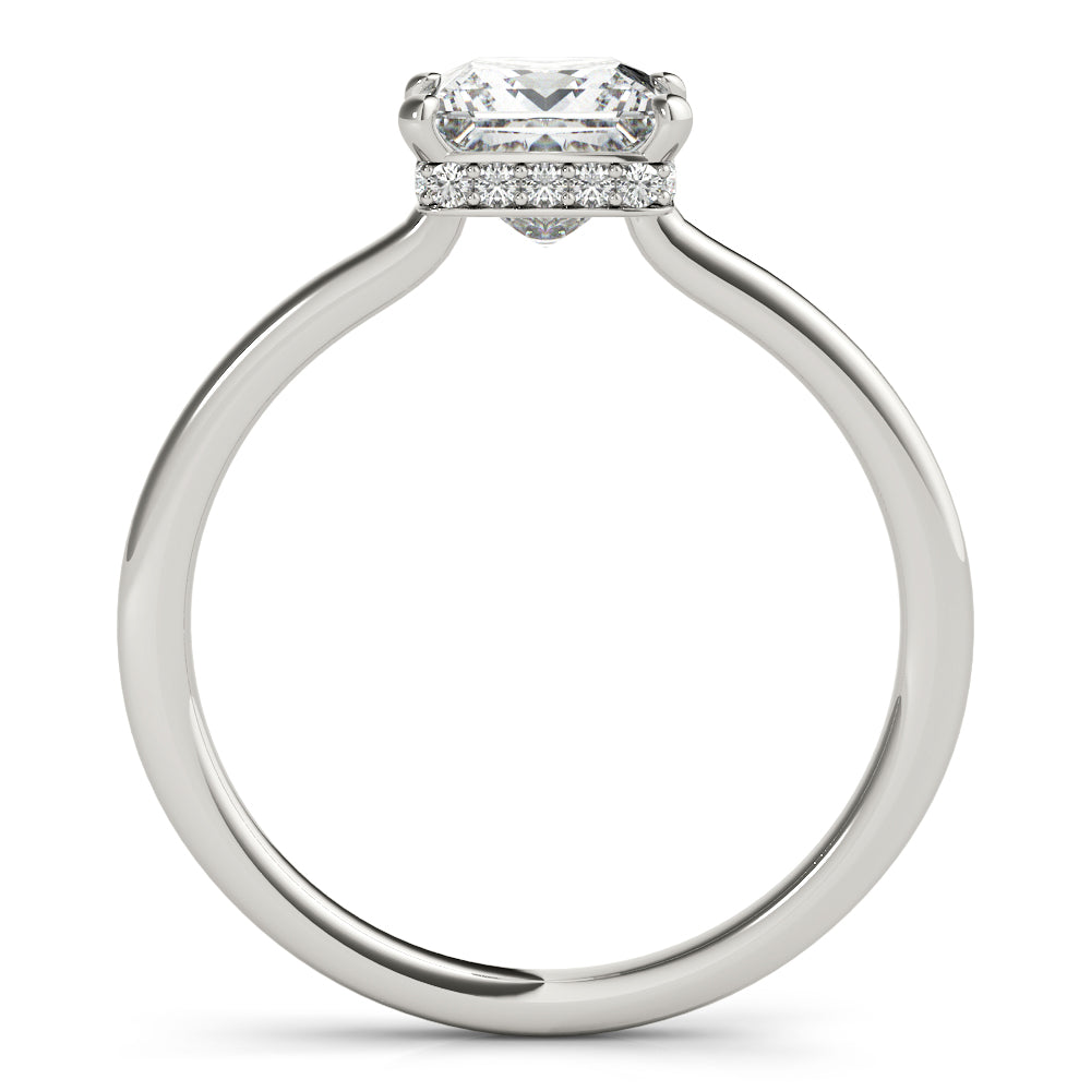 LUMEO Princess Hidden Halo Diamond Engagement Ring Side View in Platinum 