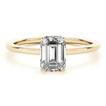 LUMEO Emerald Hidden Halo Diamond Engagement Ring Angle View in 18k Solid Yellow Gold 
