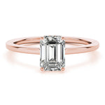 LUMEO Emerald Hidden Halo Diamond Engagement Ring Angle View in 18k Solid Rose Gold 