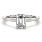LUMEO Emerald Hidden Halo Diamond Engagement Ring Angle View in Platinum 