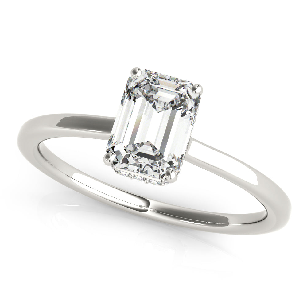 LUMEO Emerald Hidden Halo Diamond Engagement Ring Front View in Platinum 