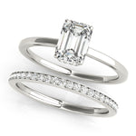LUMEO Emerald Hidden Halo Diamond Engagement Ring Set in Platinum 