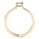 LUMEO Emerald Hidden Halo Diamond Engagement Ring Side View in 18k Solid Yellow Gold 