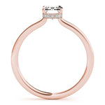 LUMEO Emerald Hidden Halo Diamond Engagement Ring Side View in 18k Solid Rose Gold 