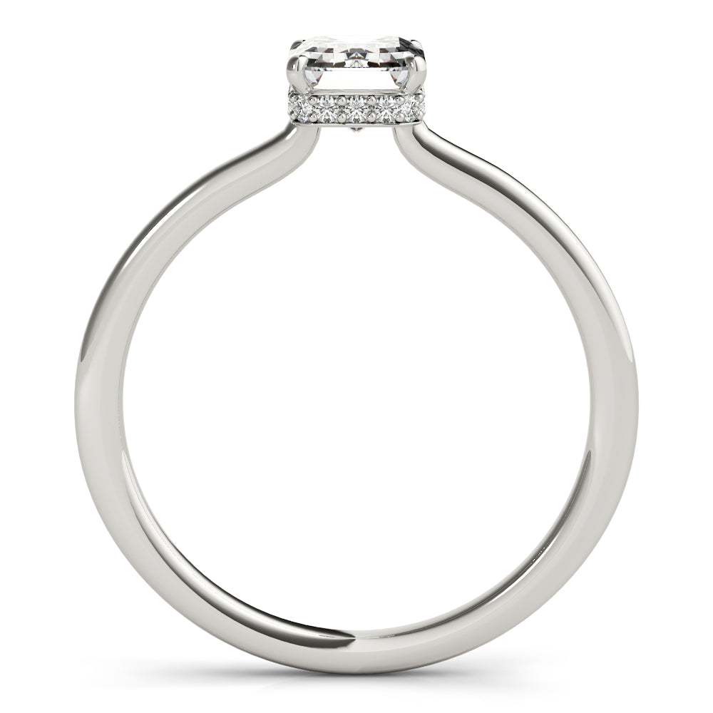 LUMEO Emerald Hidden Halo Diamond Engagement Ring Side View in Platinum 