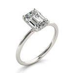LUMEO Emerald Hidden Halo Diamond Engagement Ring Angle View in Platinum 