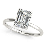 LUMEO Emerald Hidden Halo Diamond Engagement Ring Front View in Platinum 