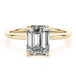 LUMEO Emerald Hidden Halo Diamond Engagement Ring Set in 18k Solid Yellow Gold 