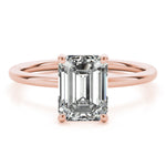 LUMEO Emerald Hidden Halo Diamond Engagement Ring Set in 18k Solid Rose Gold 