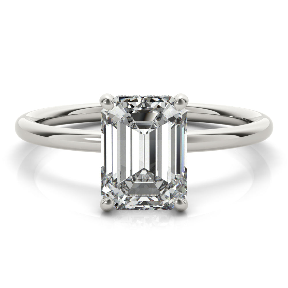 LUMEO Emerald Hidden Halo Diamond Engagement Ring Set in Platinum 
