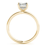 LUMEO Emerald Hidden Halo Diamond Engagement Ring Side View in 18k Solid Yellow Gold 