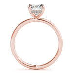LUMEO Emerald Hidden Halo Diamond Engagement Ring Side View in 18k Solid Rose Gold 