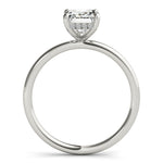 LUMEO Emerald Hidden Halo Diamond Engagement Ring Side View in Platinum 
