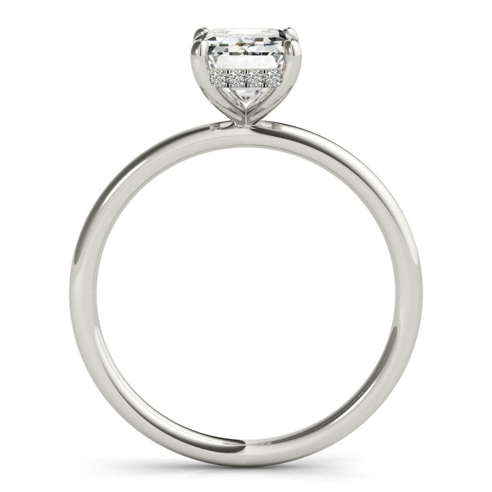 LUMEO Emerald Hidden Halo Diamond Engagement Ring Side View in Platinum 