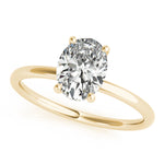 LUMEO Oval Hidden Halo Diamond Engagement Ring Front View in 18k Solid Yellow Gold 