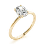 LUMEO Oval Hidden Halo Diamond Engagement Ring Angle View in 18k Solid Yellow Gold 