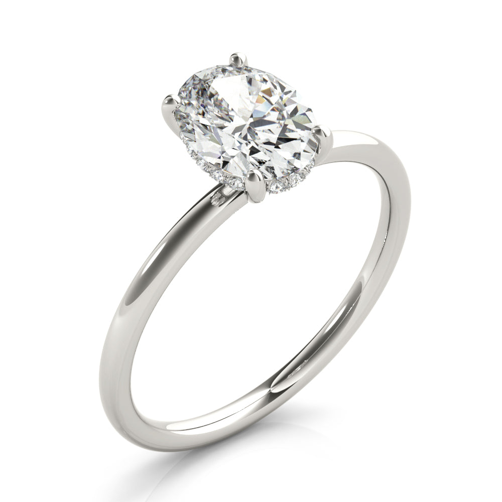 LUMEO Oval Hidden Halo Diamond Engagement Ring Angle View in Platinum 