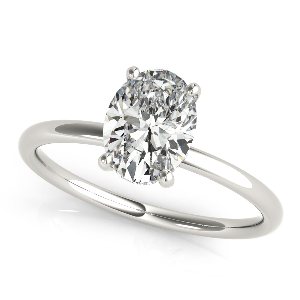 LUMEO Oval Hidden Halo Diamond Engagement Ring Front View in Platinum 
