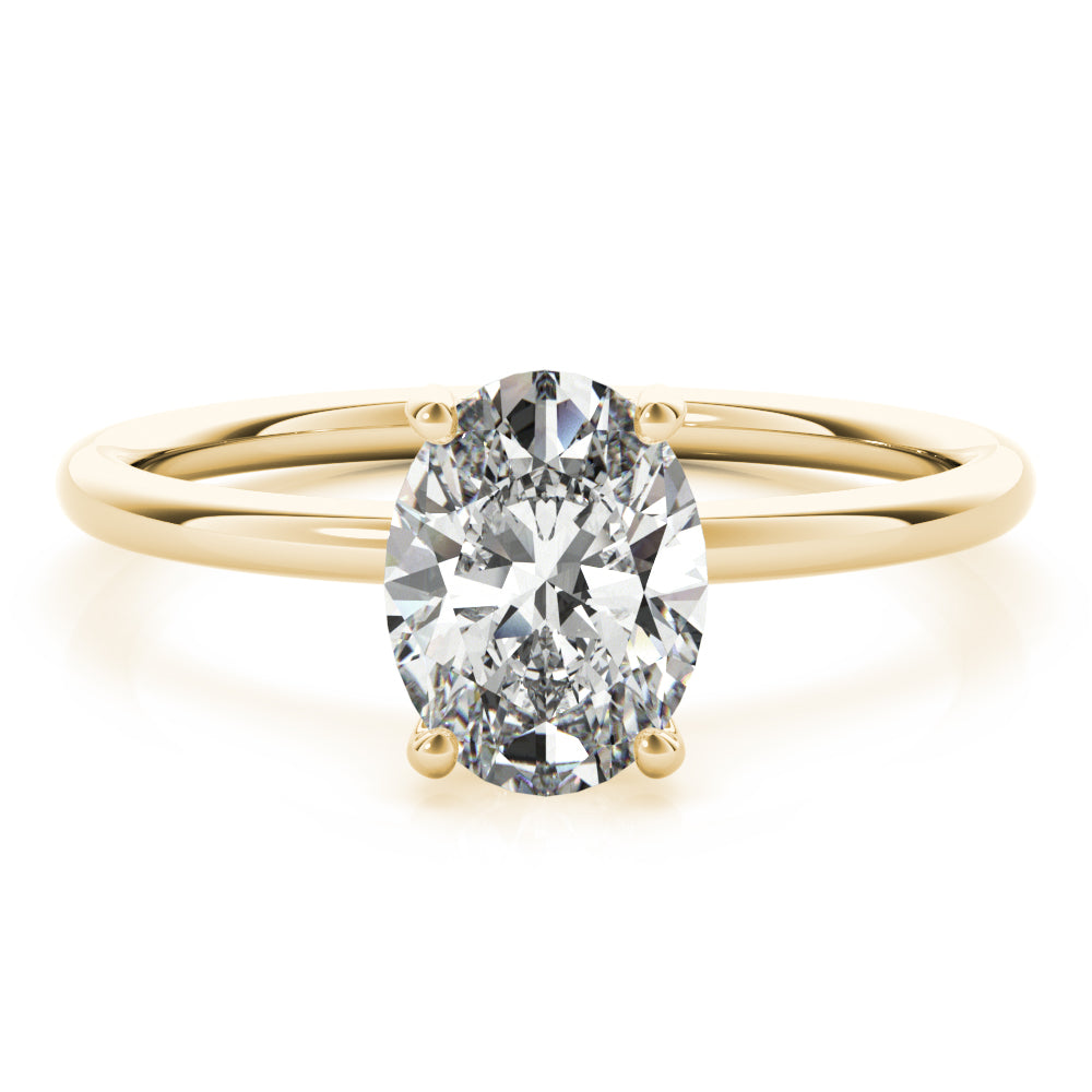 LUMEO Oval Hidden Halo Diamond Engagement Ring Set in 18k Solid Yellow Gold 
