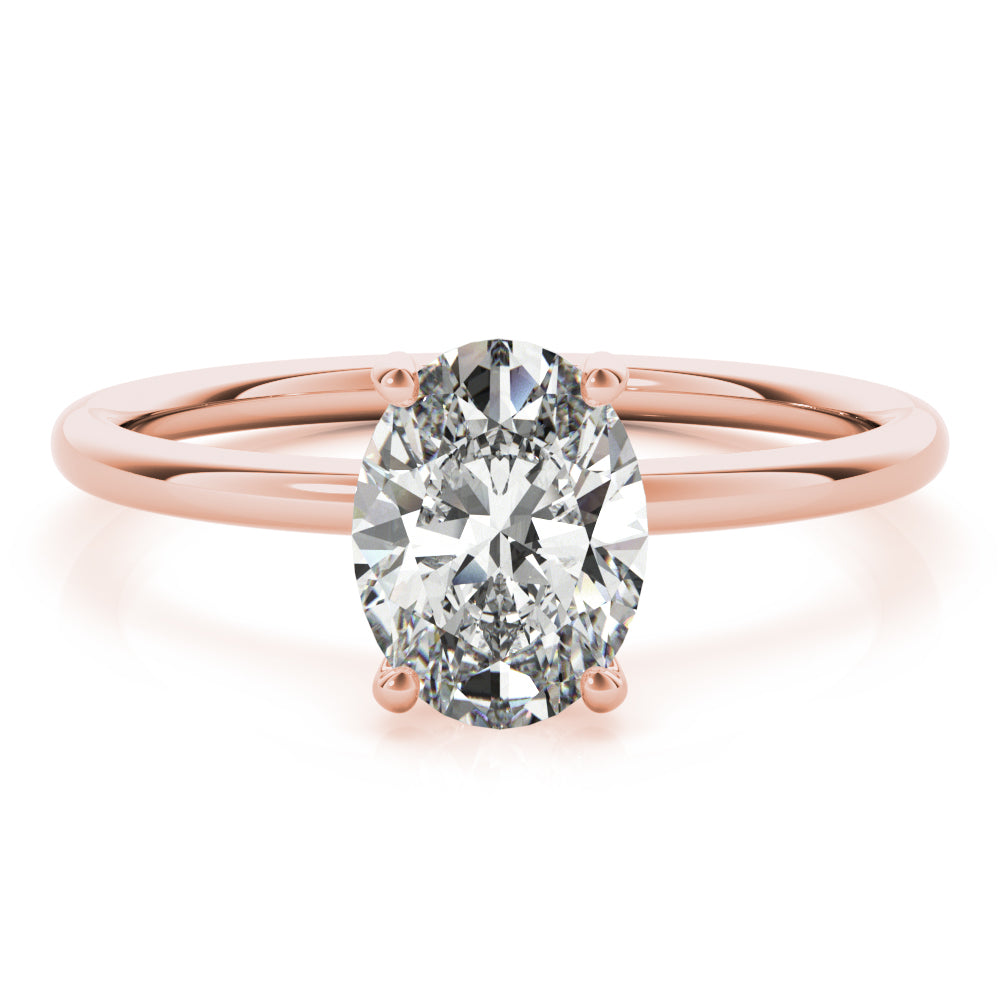 LUMEO Oval Hidden Halo Diamond Engagement Ring Set in 18k Solid Rose Gold 